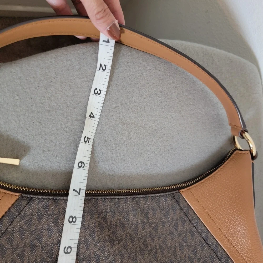 Michael Kors‎ Aria Large Brown Monogram Logo Large Hobo Shoulder Bag Leather